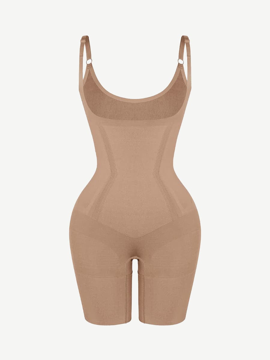 Wholesale Seamless Open-Bust Abdomen Flattening Mid-Thigh Bodysuit